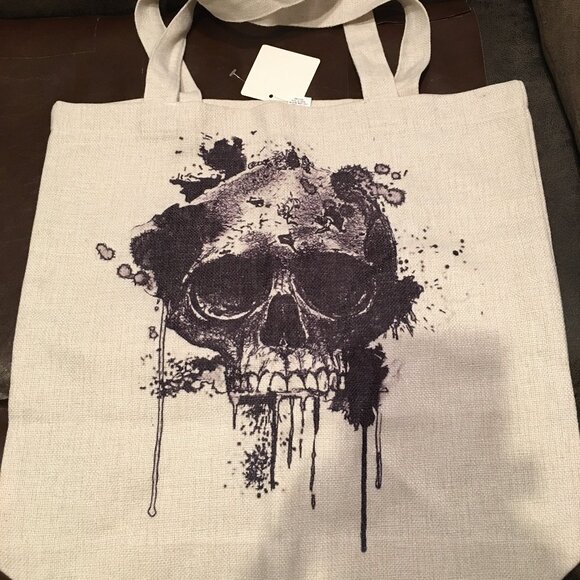 Goth Skeleton Tote or Book Bag 16x16 - Canvas  Gr1 - Picture 1 of 3